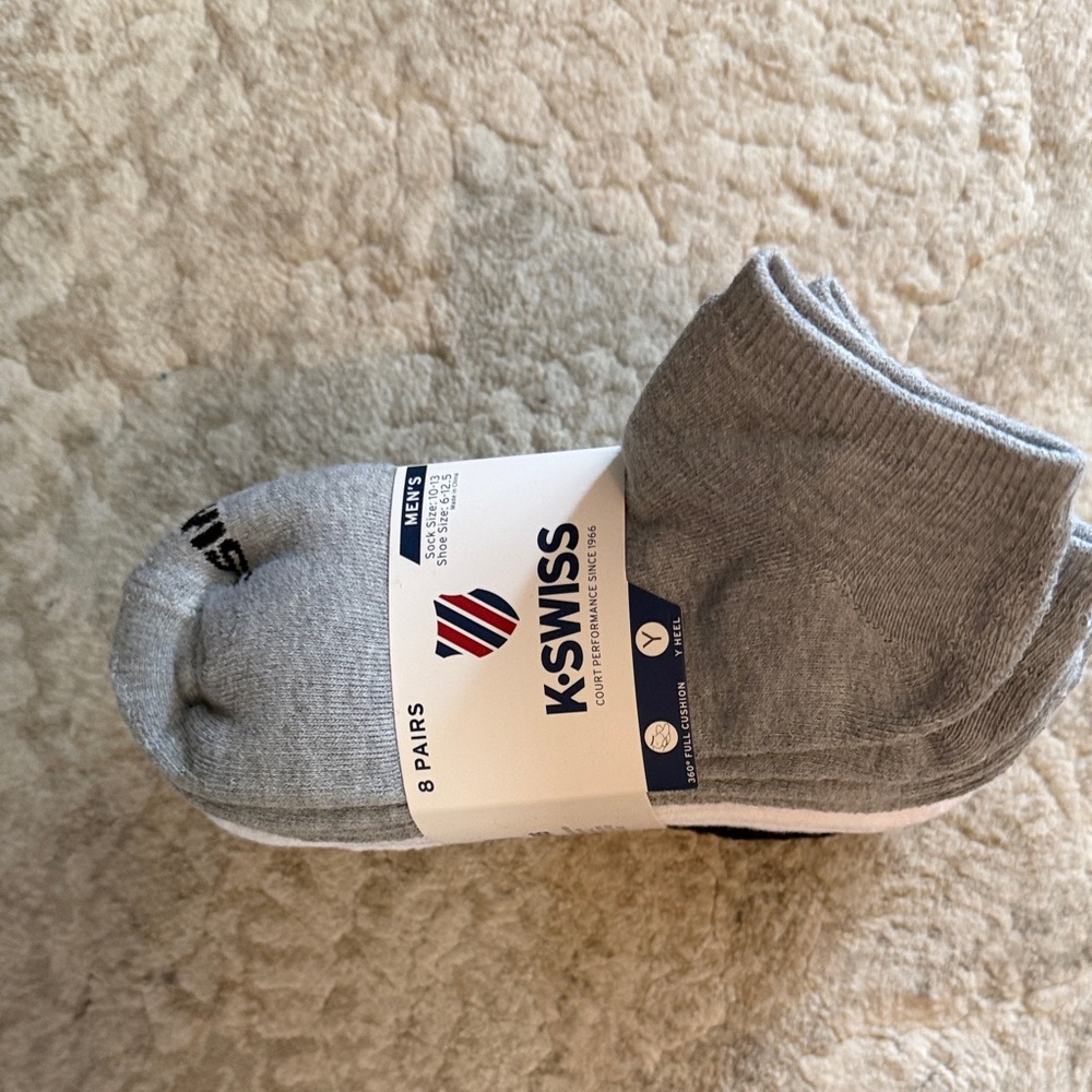 K-Swiss Men's Athletic Gray Socks - 8 Pack